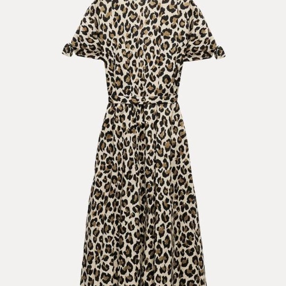 Zara ZW Collection Animal leopard Print Shirt Dress Sz-M - Picture 4 of 9
